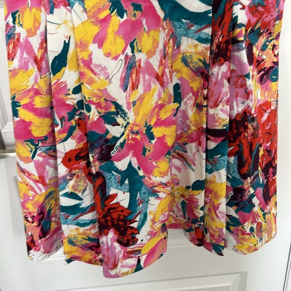 LeLIÈVRE DESIGN - handmade art to wear skater dress floral cotton rayon size 20 - Picture 4 of 8